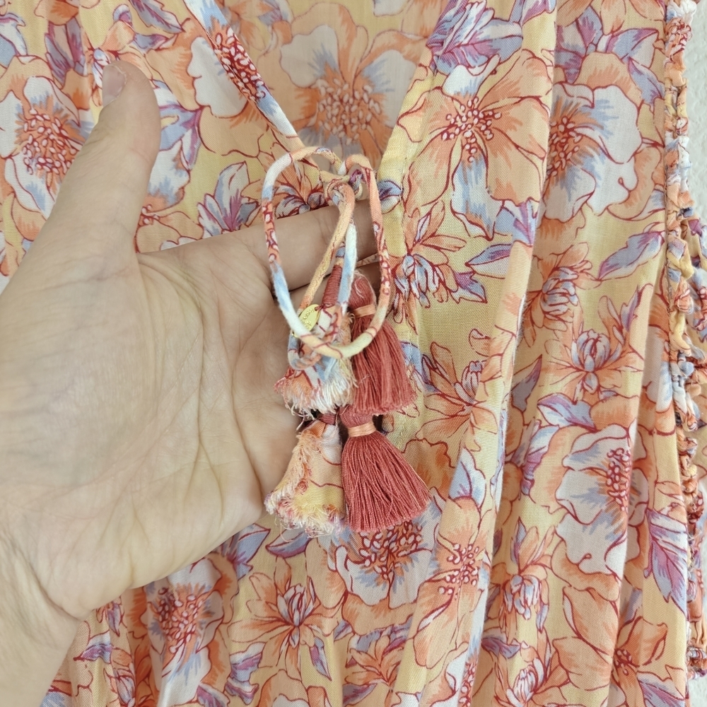 Poupette St Barth Nwot 'Triny' Ruffle-Trim Mini Dress, Yellow Dahlia - Large - Picture 8 of 16